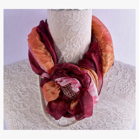 Infinity Loop Scarf Wrap Up Blue Turquoise Tone Ruffle - Picture 8 of 9